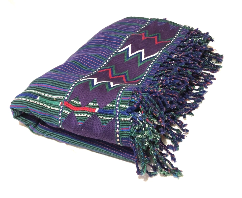 Manta colgante de pared tapiz de colección hecha a mano púrpura verde 68" x 92" Foto 1 de 4