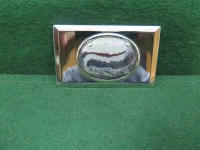 Hebilla de cinturón vintage de acero cromado con piedra pulida estilo occidental ¡NUEVO DE LOTE! Foto 1 de 4