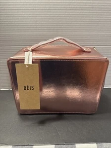 BEIS The Cosmetic Case Toiletry Bag in Metallic Rose Rare ~ NWT! - Picture 1 of 12