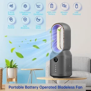 Desk Fan, Small Quiet Bladeless Fan Inch USB Table Fan, Portable Recharg... - Picture 1 of 24