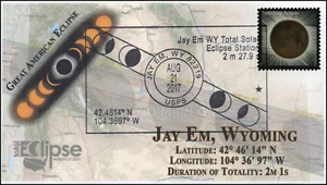 17-241, 2017, Total Solar Eclipse, Jay Em WY, Event Cover, Pictorial Cancel,  - Picture 1 of 1