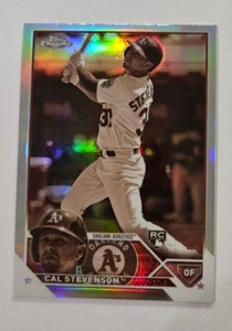 2023 Topps cromato CAL STEVENSON Rookie RC rifrattore seppia #199 Oakland Athletics - Foto 1 di 3