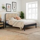 Black Rattan Bed, Margot Black Rattan Wooden Bed Frame, 4ft6, 5ft