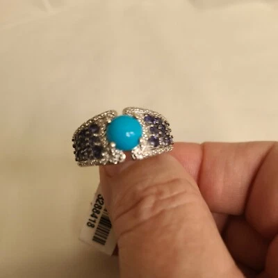 Sleeping Beauty Turquoise, Multigemstone Ring Size 10,Platinum Over 925SS,2.53ct - Image 1 of 4