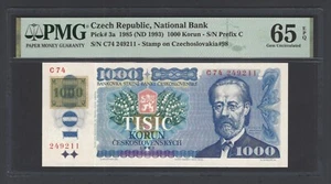 República Checa 1000 Coronas 1985 (ND 1993) P3a Sin Circular Grado 65 - Imagen 1 de 2
