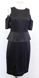 NWT Ted Baker Palard Black Cold Shoulder Peplum Pencil Sheath Dress Size 1 - Picture 1 of 7