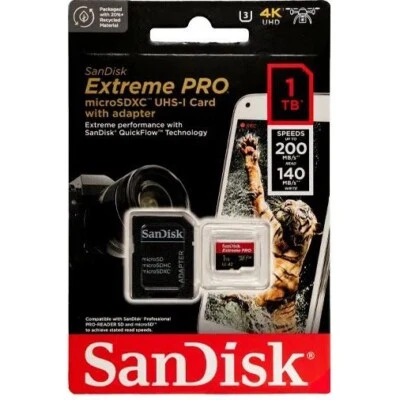 NEW🌀1TB SanDisk Extreme PRO Micro SD 200MB/s U3 V30 A2 4K Memory Card & Adapter - Image 1 of 4