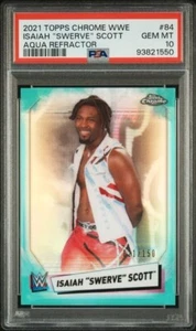 2021 Topps Chrome Swerve Strickland AEW NXT WWE Aqua Refractor PSA 10 Pop 1 /150 - Picture 1 of 2