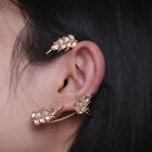Fashion Earrings Flash Rhinestone Leaf Feather Ear Clip No Ear Hole Earring