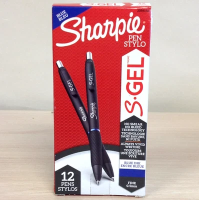 Sharpie S-GEL Pens Markers BLUE Fine 0.5mm Retractable 2096146 NEW Box of 12 - Image 1 of 4