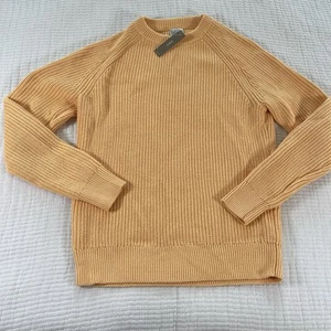 J CREW Sweater Mens Large Orange Heritage Cotton Shaker Stitch Fisherman NEW - Picture 1 of 9