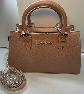 Bebe Zenia Embossed Satchel Pink Blush Handbag NWT  $129 - Image 1 of 4