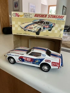 Vintage MIB 1970 Taiyo Tin Toy Rusher Corvette Snake stingray car w Original box - Picture 1 of 9