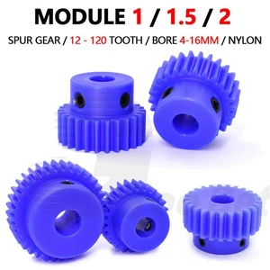 Mod 1/1.5/2 Precision Spur Gear Pinion 15-120 Tooth with Step Bore 4-16mm Nylon - Picture 1 of 73