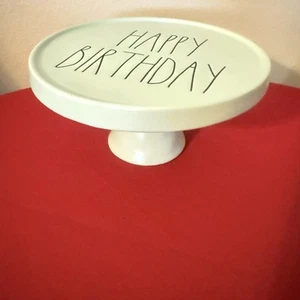 "HAPPY BIRTHDAY" Cake Stand by RAE DUNN Color Light Mint Sage Green 8" Diameter - Picture 1 of 3