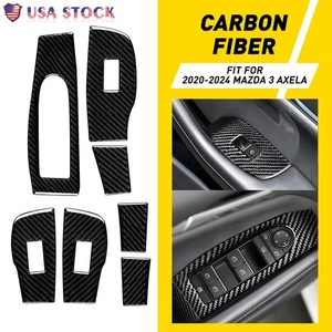Carbon Fiber Window Lift Panel Sticker Decor Replace For Mazda 3 Axela 2020-2024 - Foto 1 di 13