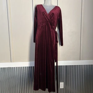 Maxi Vestido para Mujer California Bay Co Mediano Terciopelo Imitación Envoltura Capricho Evento - Imagen 1 de 11