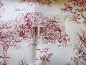 F5662, Judie Rothermel Toile, c1840-1860, one yard, cream with red Toile, - Picture 1 of 4