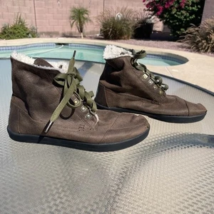 Mens Toms Highland Botas Brown Shearling Lined Ankle Boots Shoe Size 9.5 - Picture 1 of 7