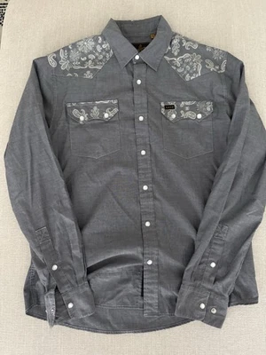 Camisa Western Howler Bros Para Hombres Pequeña Gris Cachemira Bordada Manga Larga Foto 1 de 3