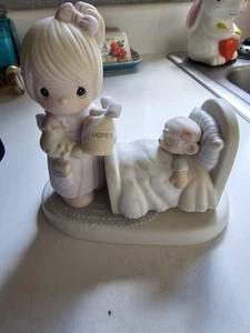 Precious Moments Make Me A Blessing 100102 Girl nursing her teddy bear - Picture 1 of 6