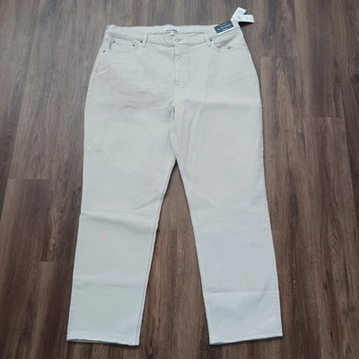 全新 Abercrombie & Fitch 牛仔裤女式 35 码奶油色超高腰 90 年代直筒 — 第 1/4 张图片