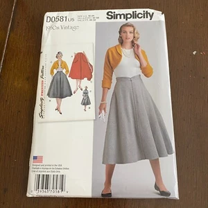 Simplicity Sewing Pattern D0581 Skirts and Lined Bolero Size 16-24 Vintage 1950s - Picture 1 of 4