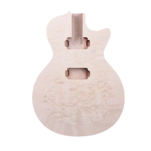 Nuovo corpo chitarra ricambio mogano trapuntato impiallacciatura acero set in pickup tallone HH - Foto 1 di 5
