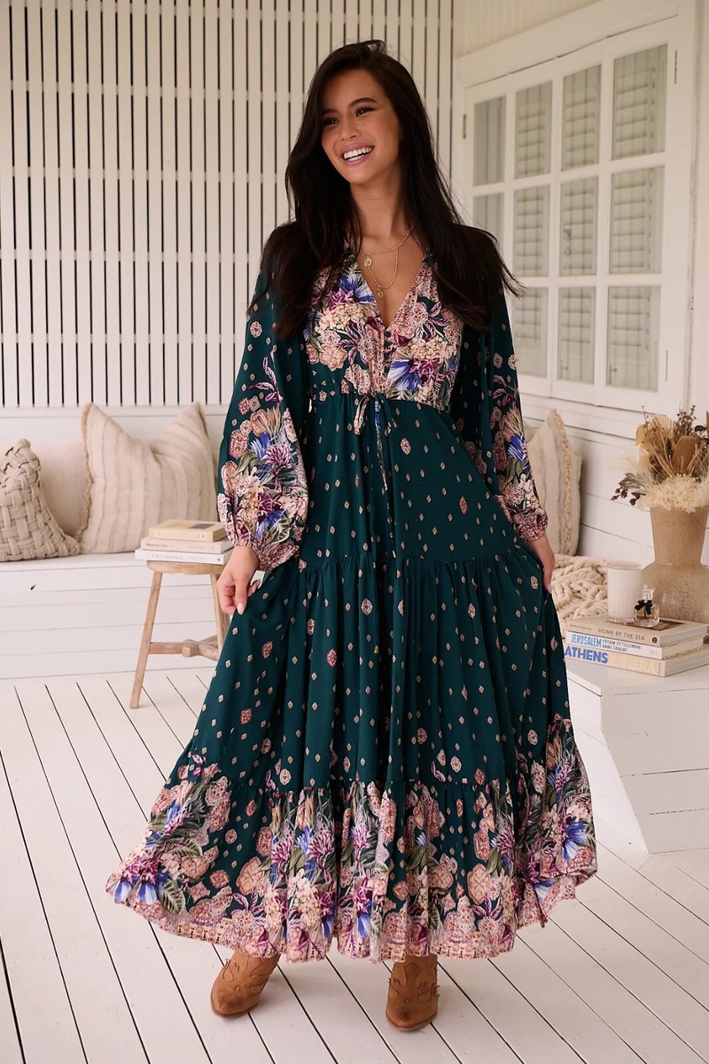 ワンピース estella k Sandra Floral-print long dress Sandra Floral-print long dress -IVO x blu.pt- – Estella.K