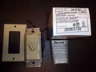 Leviton 6619-DI IVORY IV 4 SPEED FAN SPEED CONTROL Hi, Med, Low 1, Low 2 - Image 1 of 3