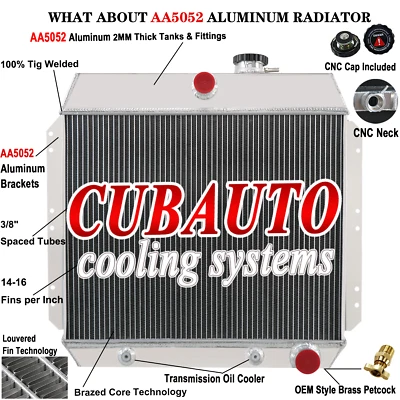 3 Row Aluminum Radiator For 1949-54 Chevrolet Bel Air Fleetline Styleline V8 Foto 1 de 4