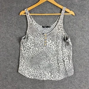 Sportsgirl Top Womens Small Grey White Cami Camisole Tank Leopard Print Ladies - Picture 1 of 10