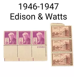 1946-47 UNITED STATES 3C Thomas Edison & Stephen Watts STAMPS SJXX-433 - Picture 1 of 2
