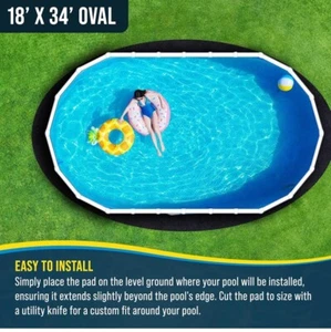 18-Foot X 34-Foot Oval Heavy Duty Pool Liner Pad for Above Ground Swimming Pools - Picture 1 of 4