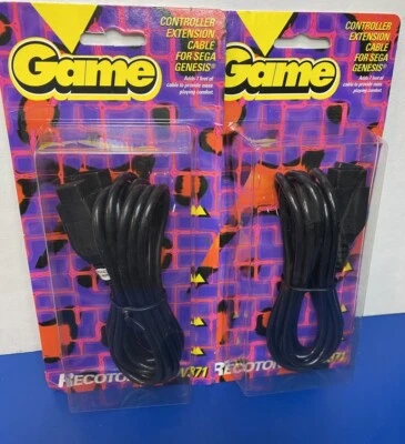 ATARI 2600 / 7800 / SEGA GENESIS / COLECO GEMINI /   JOYSTICK EXT. CABLES (2)NEW - Image 1 of 3