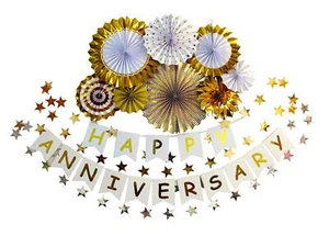 Happy Anniversary Banner Anniversary Decorations For Wedding Birthday Party - Picture 1 of 9