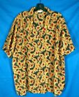 SHIP'N SHINE Silky SATIN FEATHERS Print Button-Up Shirt/Top Black/Gold/Red Sz 20