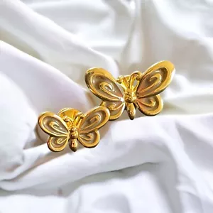 2-teiliges Set Schmetterling Streuung Revers Tack Pins goldfarben braun Emaille - Bild 1 von 6