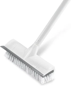 Floor Scrub Brush with Long Handle, 2 in 1 Scrape and Brush, Stiff Bristles for - Picture 1 of 12
