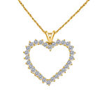 2Ct Natural White Diamond Heartshape Pendant Necklace in 10K Gold with Box Chain