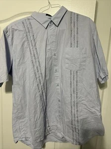 COOFANDY Mens Cotton Guayabera Shirt Casual Short Sleeve Mens 2x 2xl Xxl Blue - Picture 1 of 1