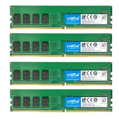 Crucial 32GB 4X 8GB DDR4 2666MHz PC4-21300 Desktop UDIMM Memory Ram CT8G4DFS8266 - Image 1 of 4