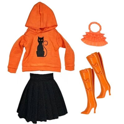 Eledoll Clothes Fashion Pack for 12” Fashion Doll Halloween BLACK CAT Set