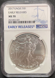 2017 $1 AMERICAN SILVER EAGLE NGC MS70 EARLY RELEASES ENN COINS