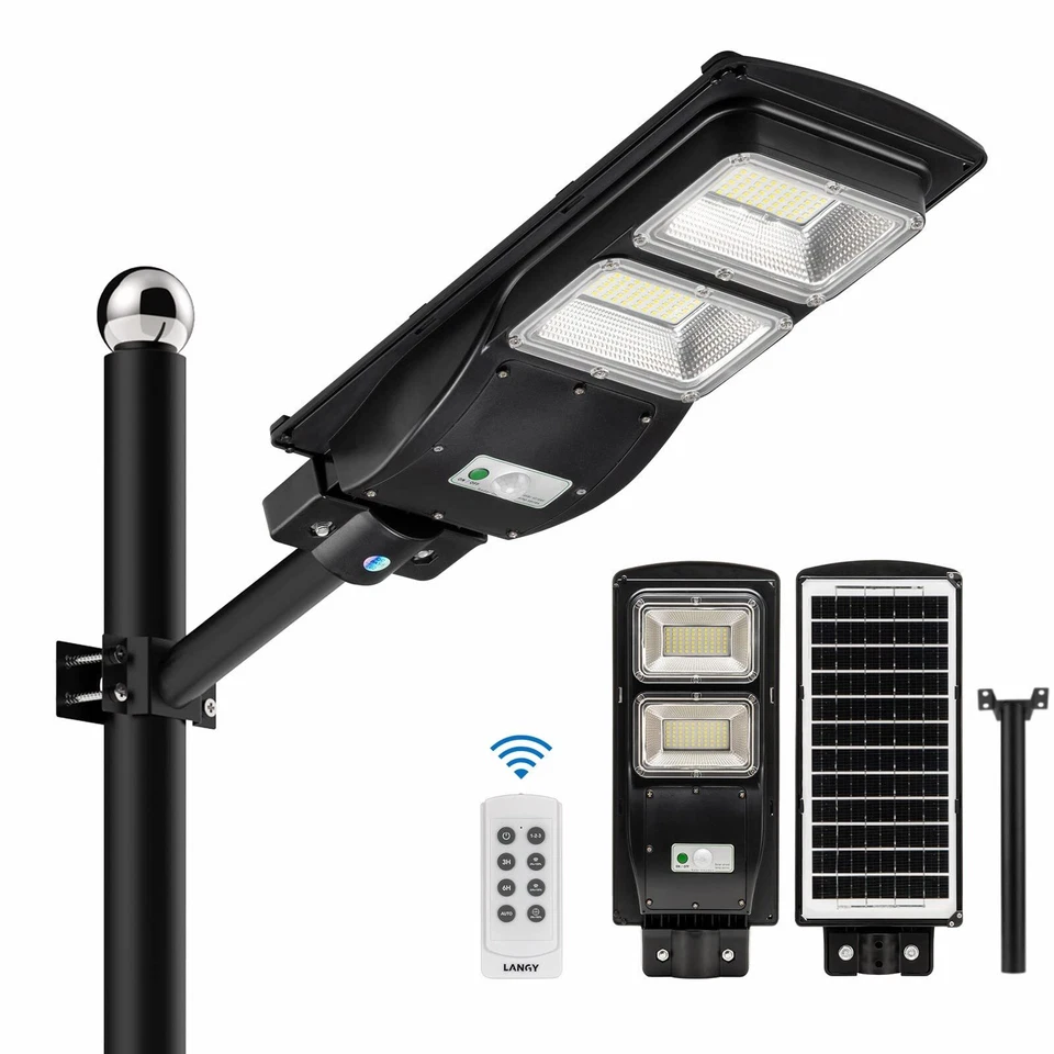 60w Solar Street Light 6000 Lumens Outdoor 10000mah Battery 120 LED 60 Watts
