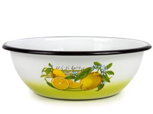 Lemon Enamel Bowl Enameled Mixing Bowl Deep Plate for Salads Soup Chips 2.5 L - Picture 1 of 4