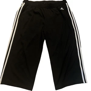 Adidas Capri Pants Womens Cropped Athletic Joggers Large Black - Picture 1 of 6