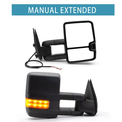 Espelhos de reboque LH RH dobra manual para 2002-2006 Chevrolet Avalanche 1500 2500 preto - Imagem 1 de 4