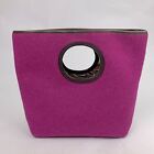Kate Spade Wool Handbag Fuchsia Pink Round Handles Paisley Lining pockets NWOT