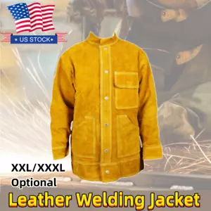 Leder Schweißen Arbeitsjacke flammfest Schweißer Lederbekleidung Split Orange - Bild 1 von 16